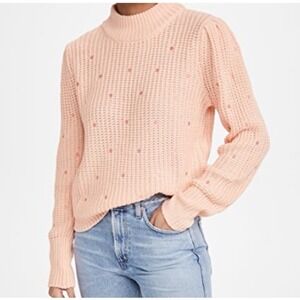 English Factory Anthropologie‎ Peach Polka Dot Chunky Knit Sweater Large NWT